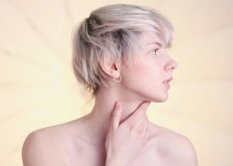 Side view portrait of blonde model Stock Photos