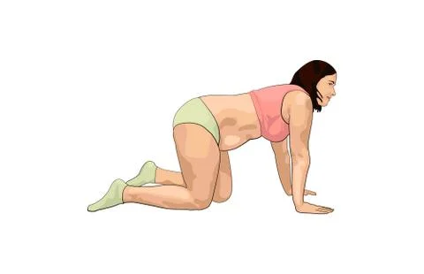 Side view portrait of determined overweight woman Stock Illustration