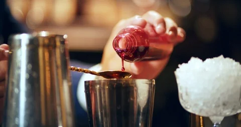 Side View Pouring Red Syrup on a Golden ... | Stock Video | Pond5