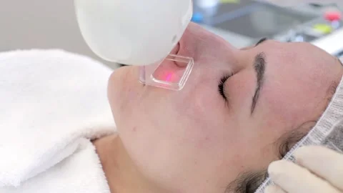 Side view professional beautician making facial peeling Stock Footage 87967321