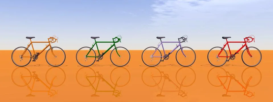 Side view of racing bicycles Illustrazione stock