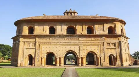 Side view of Rang Ghar, a two-story monument from the Ahom Dynasty in Sivas.. Stock Photos