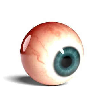 Side view of realistic human eyeball isolated on wihte background, 3D rendering Stock Illustration