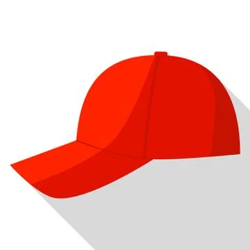 Side view of red baseball cap icon, flat style Illustrazione stock