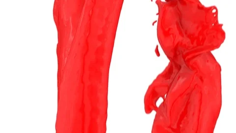 Side view of red color flowing in circular motion, on white (FULL HD) 動画素材 72535021