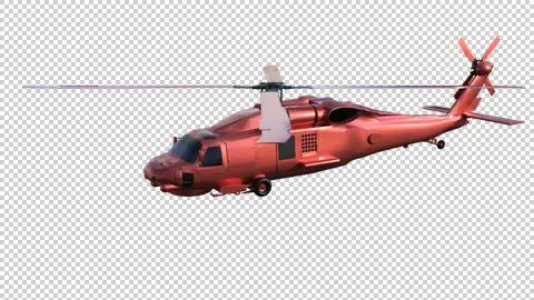 Side view of a red rescue helicopter that stands Stock Illustration