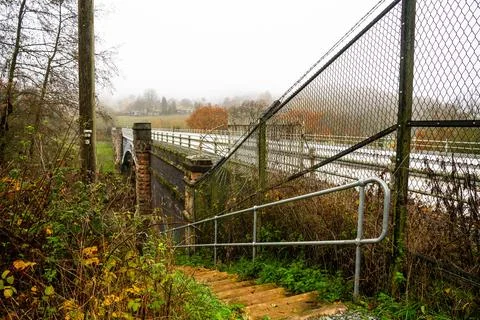 Side view of the  River Severn pipe bridge, near Bewdley. Stock Photos