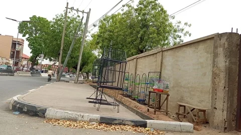 Side View Roadside Birds Cages Open Space Kano Nigeria Stock Footage 331564132