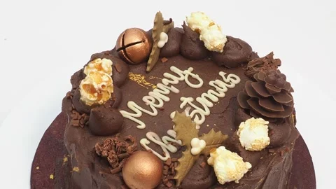 Side View Of A Rotating Christmas Chocolate Chocolate, On A White Background Stock Footage 228034328