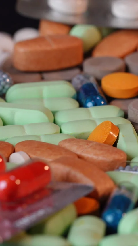 Side View Rotating Pills Blister Pack Stock Footage 331089488