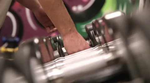 Side view on row of dumbbells Stock Footage 63259565