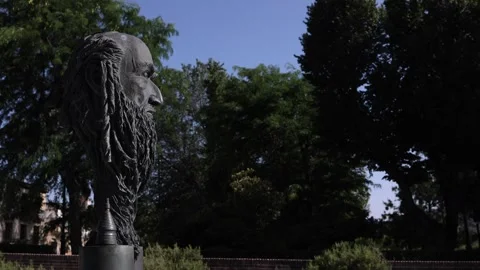 Side View Sculpted Bust of Samuel Halevi.Toledo Spain. Stock Footage 265908535