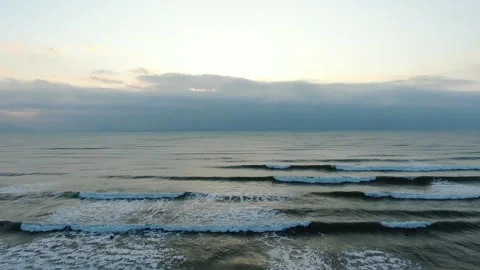 Side view of the sea surf with white foam waves Stock Footage 151146515