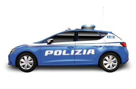 Side view of the Seat Leon 2.0 TDI, in preparation for the Italian Police. Ed Stock Illustration