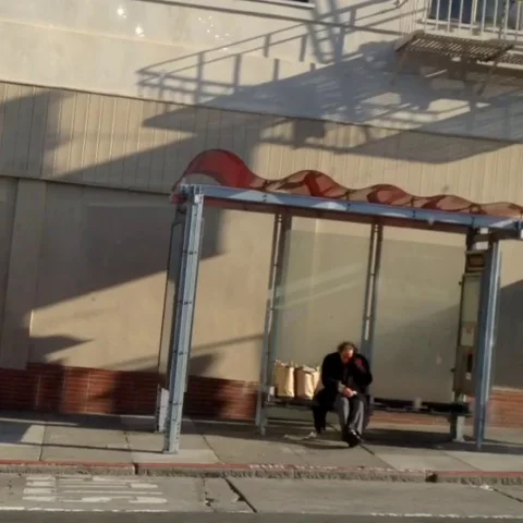 SIDE VIEW - SF BUS GOING UPHILL Stock Footage 122849935