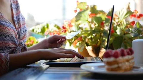 Side view shot of beautiful young hipster woman's hands busy working on her Video stock 100028469
