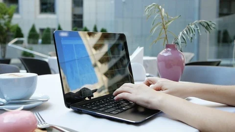 Side view shot of beautiful young hipster woman's hands busy working on her Video stock 102391607