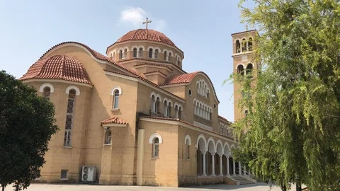 Side View Shot of Orthodox Cathedral in Nicosia, Cyprus Stock Footage 101183840