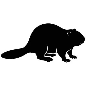 Side view silhouette illustration of a beaver standing on a white background Stock Illustration
