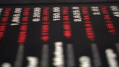 Side view of smartphone screen, falling market stock scrolling. Economic cris Stock Footage 172196007