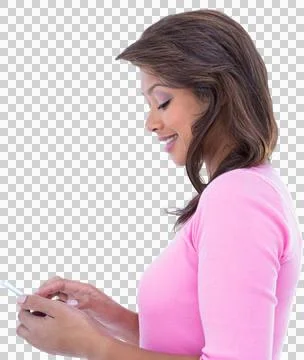 Side view of smiling woman using mobile phone Stock Illustration