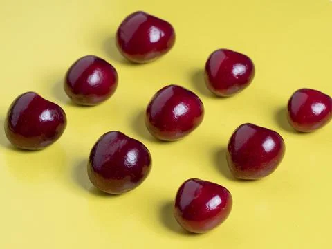 Side view of the square-shaped cherries. Healthy food, vegetarian cuisine, fr Stock Photos