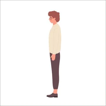 Side view of standing nerd boy Illustrazione stock