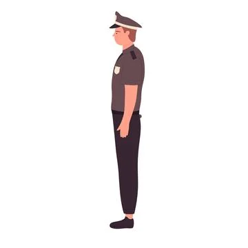 Side view of standing policeman Stock Illustration