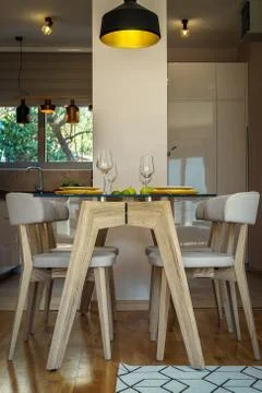 Side view of the table without people Stock Photos