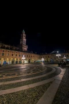Side view of the tower of vigevano. Stock Photos