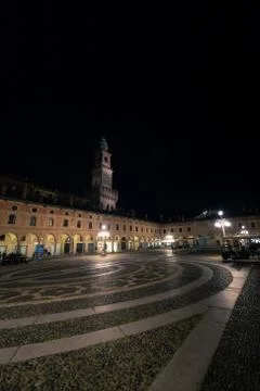 Side view of the tower of vigevano. Stock Photos