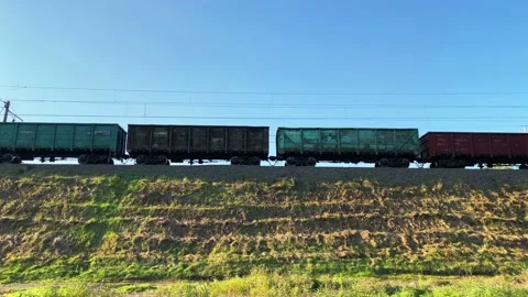 Side view of the train Stock Footage 163282031