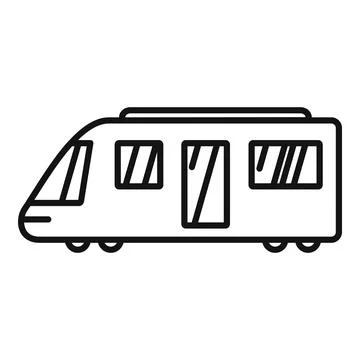 Side view train icon outline vector. Fast speed move Illustrazione stock