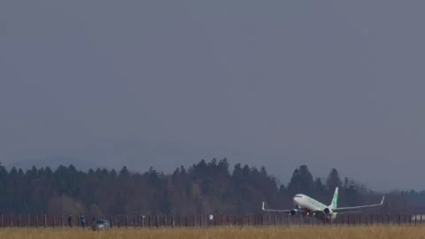 Side view of Transavia passenger airplane taking off Stock Footage 190523367