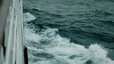 Side View of Turbulent Waters from a Moving Ship Stock Footage 315094618