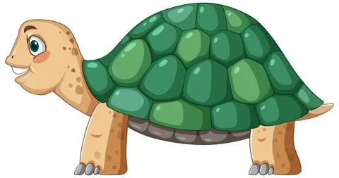 Side view of turtle with green shell in cartoon style 스톡 일러스트