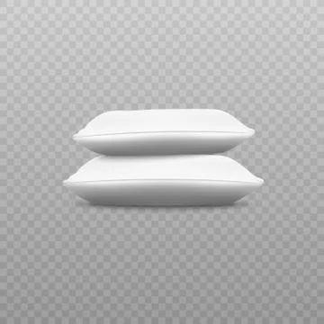 Side view of two white pillows stack realistic style 스톡 일러스트