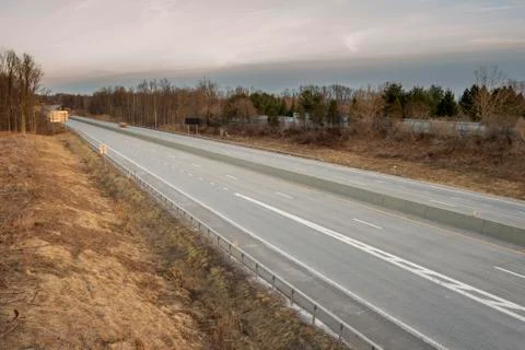 Side view of a typical US motorway, New York, USA. Stock Photos