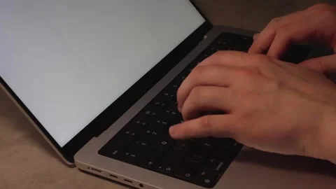 Side View Typing on a Laptop – Close-Up Office Clip Stock Footage 308648101