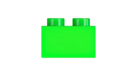 Side View of an Ultra Green Plastic Lego Toy Brick Isolated on a White Stock Illustration