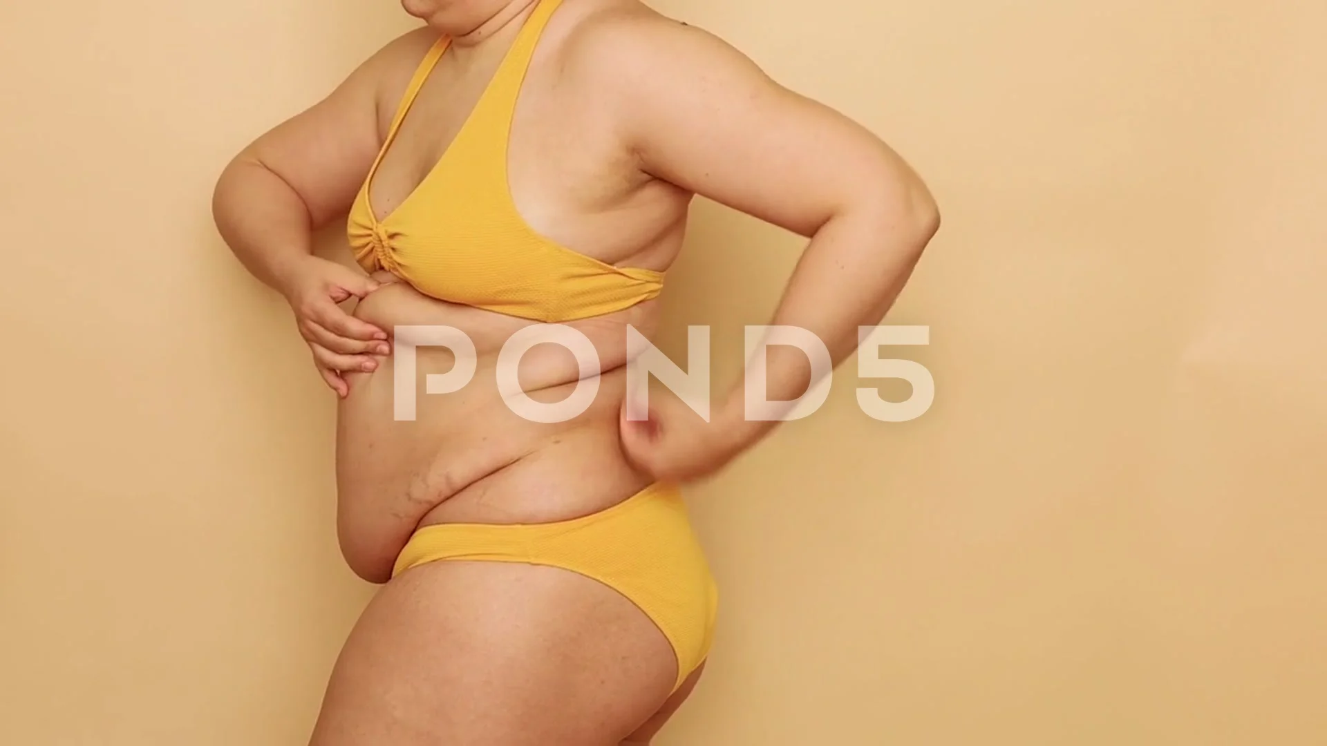 Side view of unrecognizable fat woman we, Stock Video