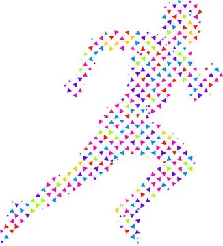 Side view of vector runner silhouette in geometric style Stock Illustration