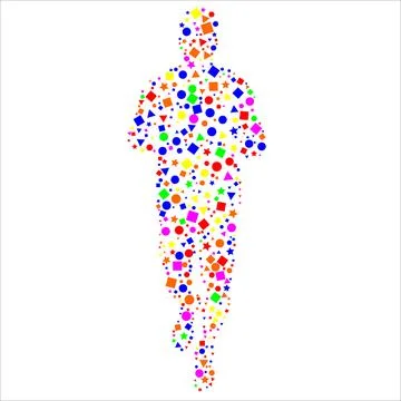 Side view of vector runner silhouette in geometric style Stock Illustration