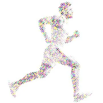 Side view of vector runner silhouette in geometric style Stock Illustration