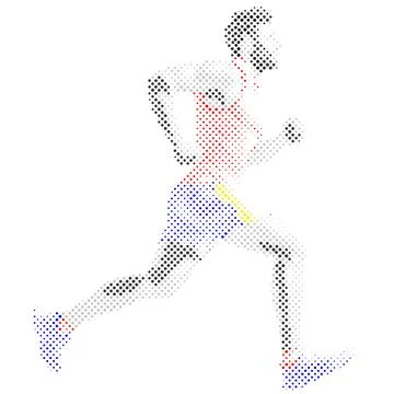 Side view of vector runner silhouette in geometric style Stock Illustration