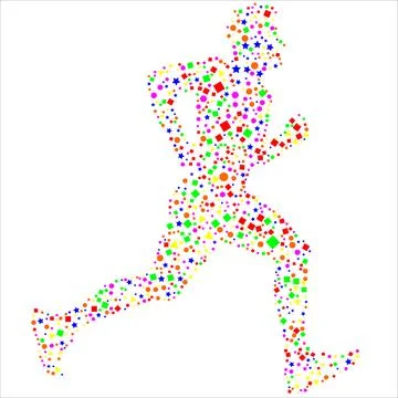 Side view of vector runner silhouette in geometric style Stock Illustration