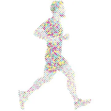 Side view of vector runner silhouette in geometric style Stock Illustration