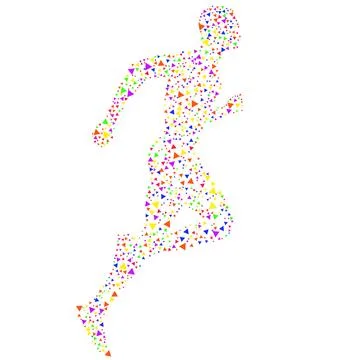 Side view of vector runner silhouette in geometric style Stock Illustration