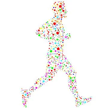 Side view of vector runner silhouette in geometric style Stock Illustration