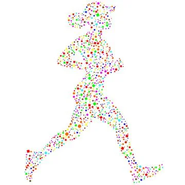 Side view of vector runner silhouette in geometric style Stock Illustration